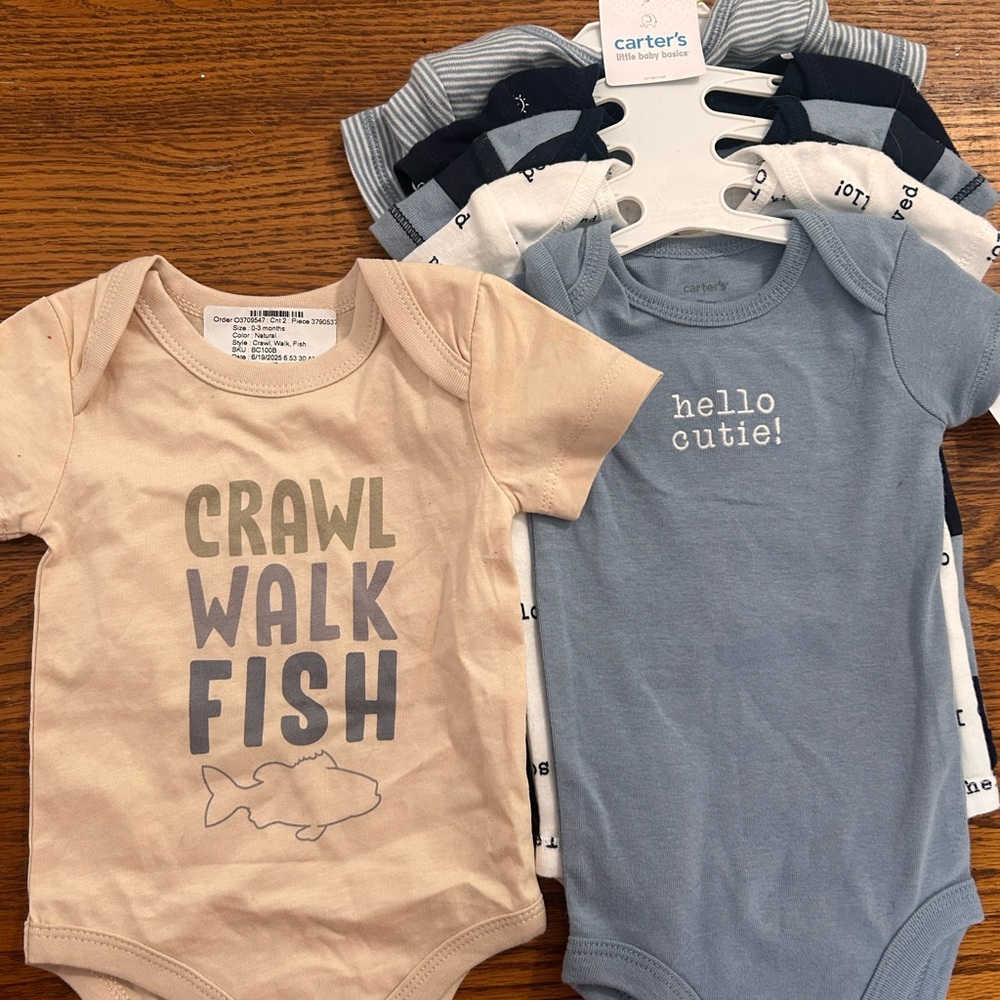 Carter's Baby Bodysuits - Blue and Beige